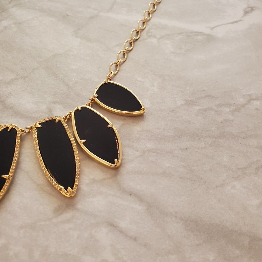✨ Stella and Dot Allegra Black Enamel Rhinestone Crystal Pave Statement ✨ - Picture 6 of 16